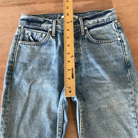 Grlfrnd Karolina Skinny Jeans Women 23 Blue Mid Rise Button Fly Raw Hem Stretch - Picture 9 of 15